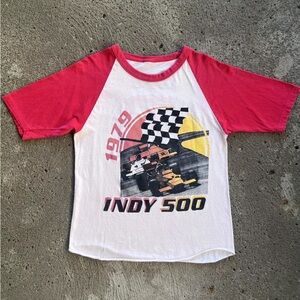 Vintage 70s 1979 INDY 500 Racing Graphic Jersey Shirt M Double-Sided
